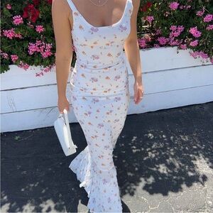 Princess Polly Floral Maxi Dress - White and Pink